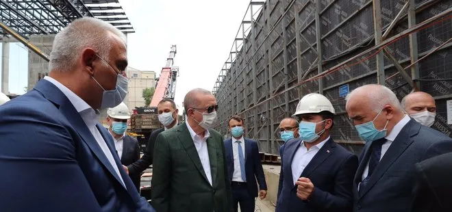 Başkan Erdoğan, yapımı devam eden Taksim Camii ile AKM’de incelemelerde bulundu