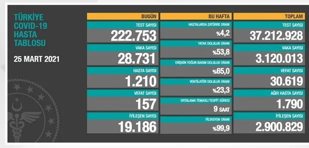 25 Mart korona tablosu: Türkiye’de corona virüsü vaka sayısı kaç oldu? Koronadan kaç kişi öldü?