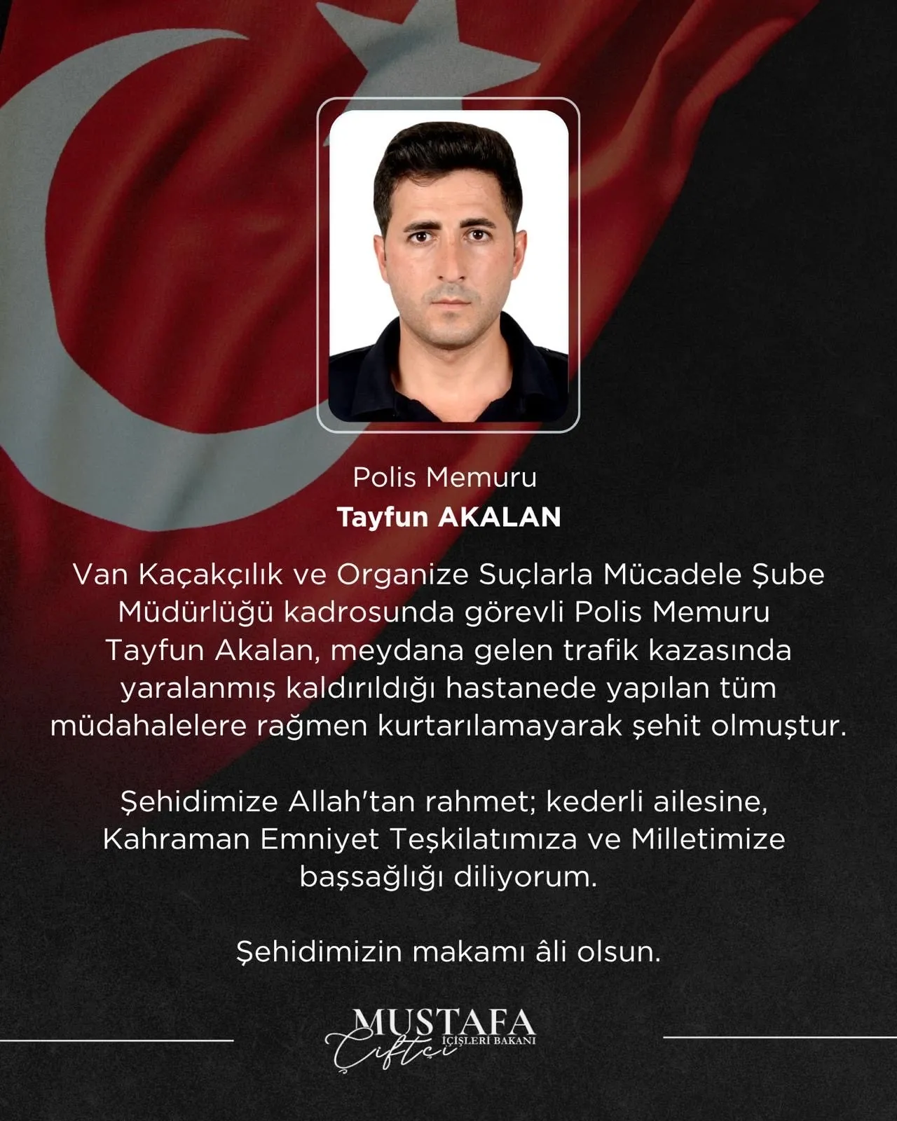 Van’da acı haber! Polis memuru Tayfun Akalan şehit oldu