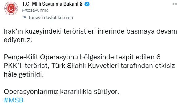 Son dakika: Irak'ın kuzeyindeki terör hedefleri vuruldu! 6 terörist etkisiz hale getirildi - 1
