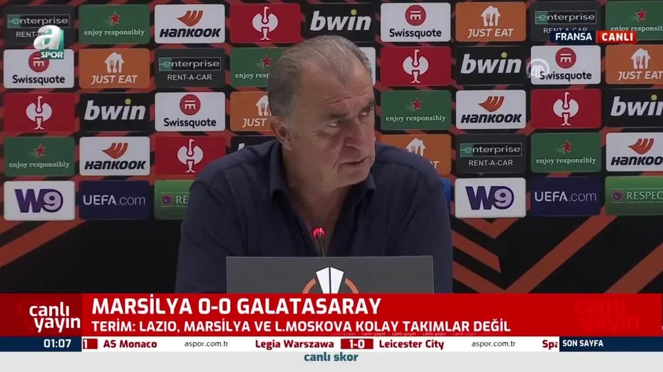Marsilya-Galatasaray maçı sonrası Fatih Terim’den canlı yayında flaş açıklamalar: Şampiyonlar Ligi gibi bir grup