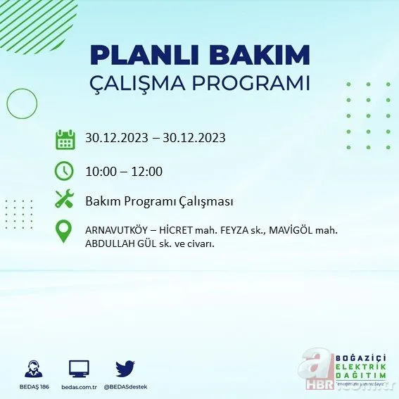 İstanbul'da elektrik kesintisi! 30-31 Aralık tarihlerinde yaşanacak! Bazı yerlerde 8 saati bulacak...