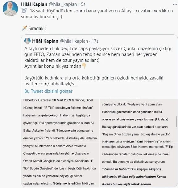 Habertürk ve Fatih Altaylı’dan FETÖ skandalı! Önce FETÖ’yü eleştiren haberi sonra paylaşımı sildiler