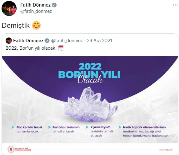 Son dakika: Enerji ve Tabii Kaynaklar Bakanı Fatih Dönmez'den bor satışı açıklaması! 1 milyar 300 milyon dolarlık kazanç - 2