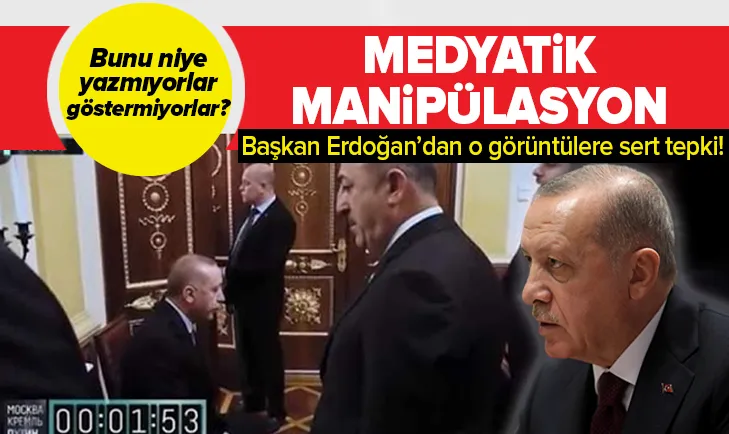 Başkan Erdoğandan Moskovadaki zirve görüntülerine ilk tepki: Medyatik manipülasyon