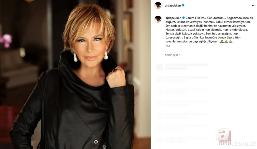 Yeşilçam'dan bir yıldız daha kaydı! Ünlülerden Filiz Akın'a taziye mesajları... 6