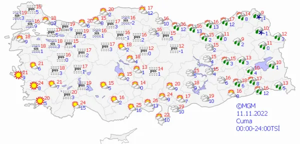 1668090553631.png Sıcaklıklar düşüyor! Sağanak yağış etki altına alacak! Meteoroloji'den son dakika uyarısı... İstanbul Ankara İzmir hava durumu - 6