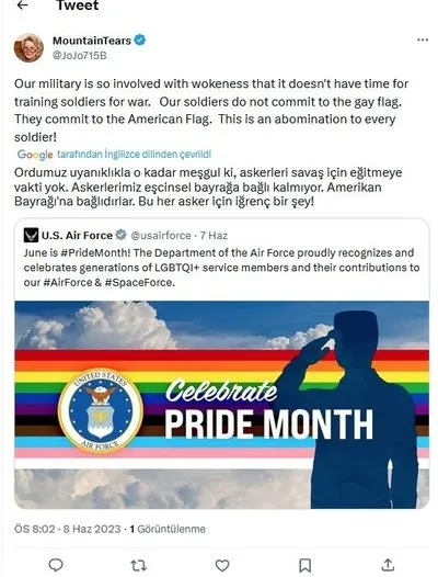 ABD Hava Kuvvetleri’nden LGBT terörüne selam: Askerlerini sapkınlığa alet ettiler! Sosyal medyada büyük tepki...