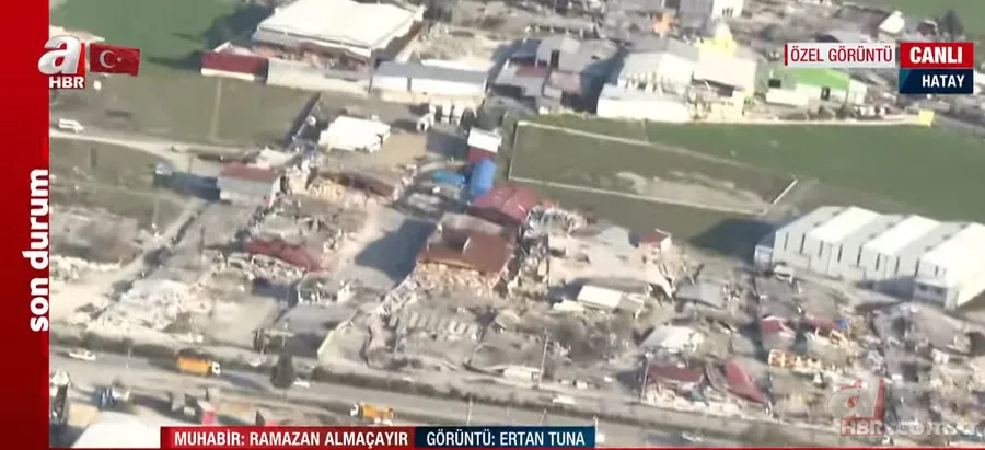 A Haber canlı yayında ekranlara taşıdı! İşte Hatay'daki büyük yıkımın havadan görüntüsü 4