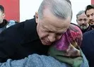 Gaziantep’te depremzede kadın Başkan Erdoğan’a sarılıp ağladı!