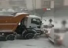 İBB ait kar küreme aracı arabalara çarparak durdu