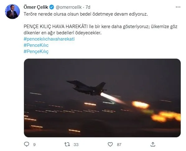 Son dakika: TSK’ya ait savaş uçakları Suriye’deki PKK/YPG mevzilerini vurdu