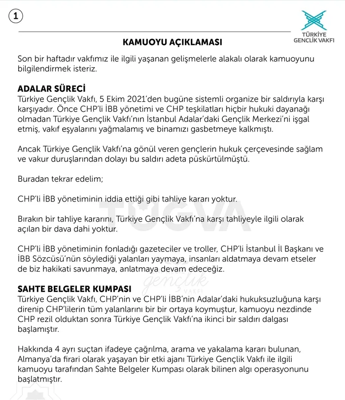 Son dakika: Türkiye Gençlik Vakfı’ndan (TÜGVA) CHP Genel Başkanı Kemal Kılıçdaroğlu hakkında tazminat davası