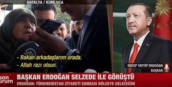 Son dakika: Başkan Erdoğan selzede Zülfiye teyze ile görüştü: Türkmenistan ziyareti sonrası bölgeye geleceğim