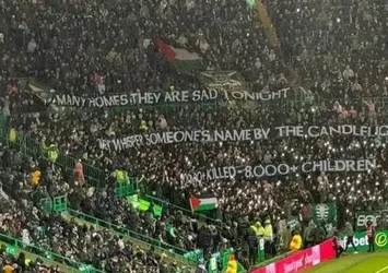 Celtic taraftarlarından Filistin'e destek! Bu sefer de pankart açtılar: Birçok ev bu gece üzgün