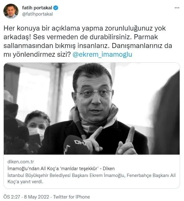 Son dakika: Fatih Portakal’dan "Vız gelir tırıs gider" diyen Ekrem İmamoğlu’na sert eleştiri: Danışmanlarınız da mı yönlendirmez sizi? - 6