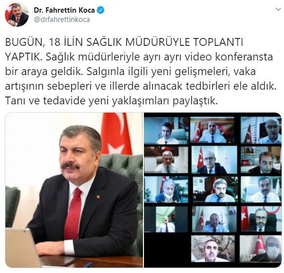 Sağlık Bakanı Fahrettin Koca 18 ilin müdürü ile görüştü - 1