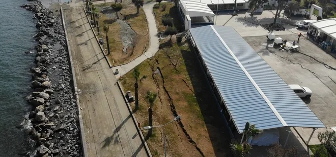 Deprem sonrası drone ile görüntülendi! Hatay İskenderun sahil bandında yarıklar oluştu