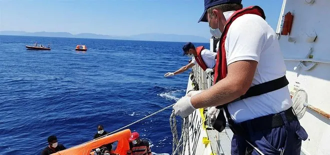 Aydın’da Yunanistan’ın Türk karasularına ittiği 75 kaçak göçmen kurtarıldı