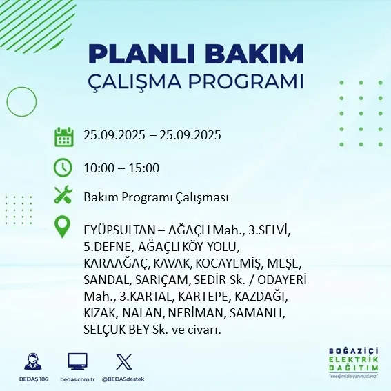 25 Eylül Perşembe İstanbul elektrik kesintisi: Hangi ilçelerde kesinti olacak? Saat kaça kadar sürecek?