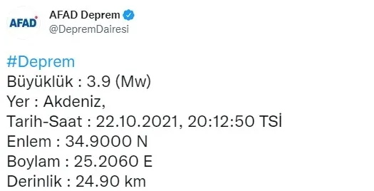 Son dakika: Akdeniz’de korkutan deprem - 1