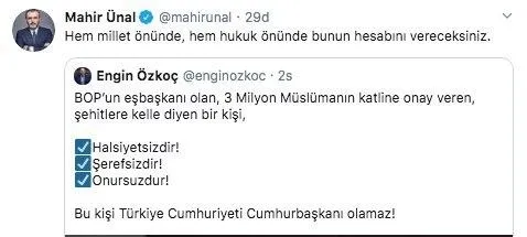 Siyasilerden Başkan Erdoğan’a hakaret eden Engin Özkoç’a çok sert tepki