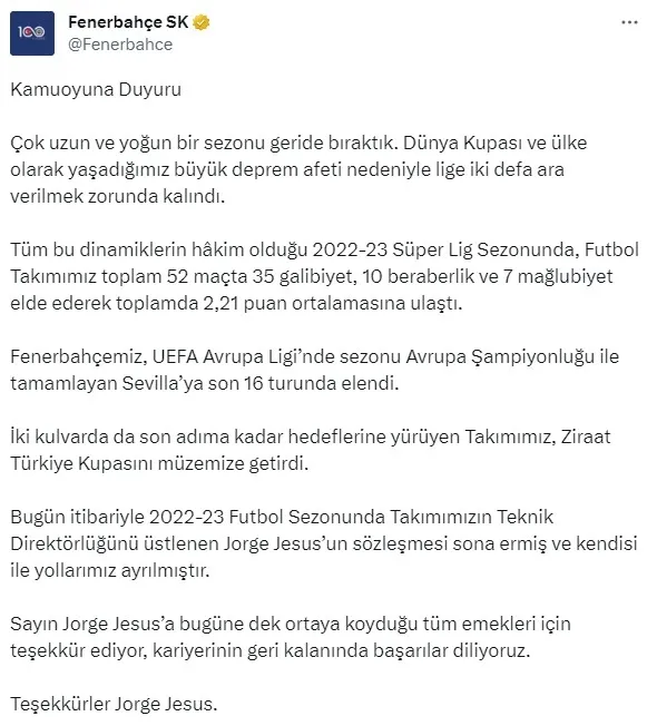 Son dakika: Fenerbahçe resmen duyurdu: Jorge Jesus ile yollar ayrıldı - 2