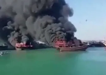 Son dakika: İran'da balıkçı tekneleri alev aldı