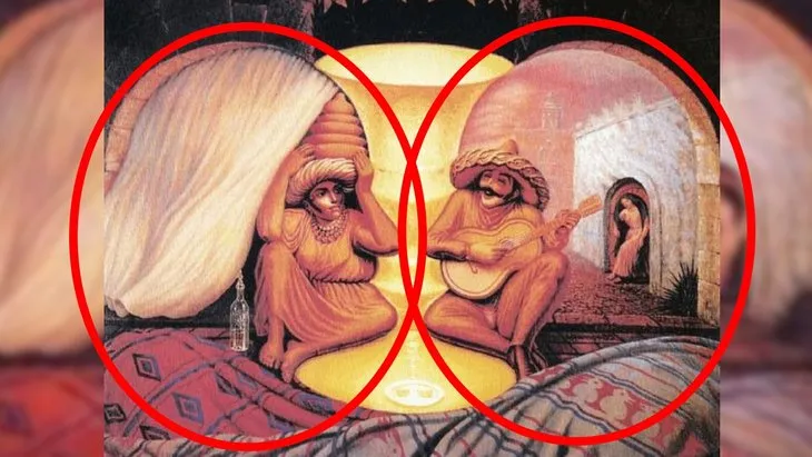 Yaşlı çiftin optik illüzyon çizimi kişiliğinizi açığa çıkarıyor ’İlk fark ettiğiniz detay sizi anlatıyor’