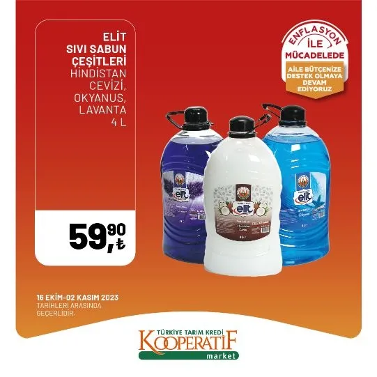 Tarım Kredi Market 30 Ekim indirim kataloğu! Kuru Soğan 5,90 TL, Salatalık 9,75 TL, Limon 10,90 TL, Yerli muz 28,90 TL, Mandalina 12,50 TL satışta…