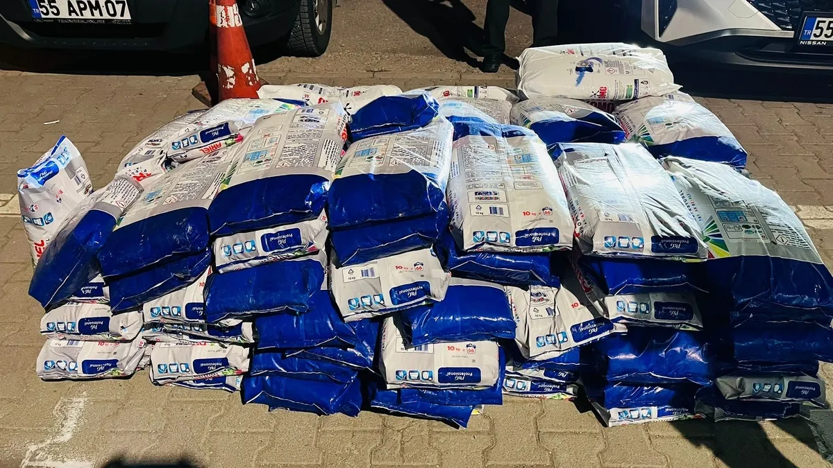 Samsun'da 1 ton 110 kilo sahte toz deterjan ele geçirildi