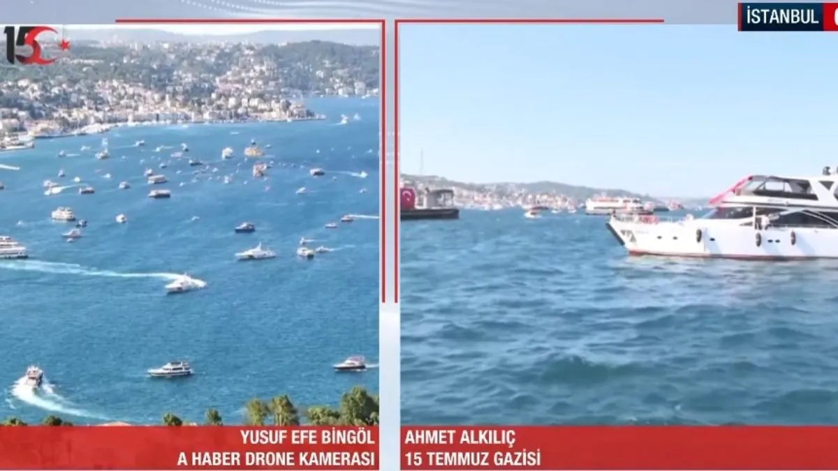 Boğaz'dan 15 Temmuz anısına anlamlı geçiş! 253 şehidin anısına 253 tekne ve bot