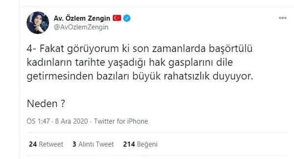 1607427746273.jpg AK Parti Milletvekili Özlem Zengin’den başörtüsü yasakçılarına net cevap: Taşlar yerine oturana kadar konuşmaya devam - 4