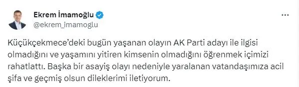 AK Parti programına silahlı saldırı sonrası Ekrem İmamoğlu’ndan tepki çeken açıklama: AK Parti adayı ile ilgisi olmadığını... | Yeniay A Haber’de klavye silahşörlerine seslendi
