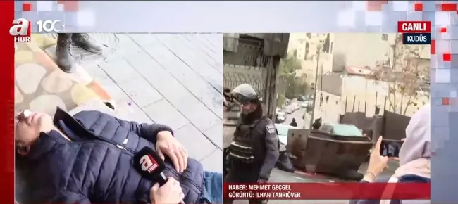 İsrail polisinden Cuma namazına biber gazlı müdahale! A Haber ekibi atılan gazdan etkilendi