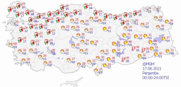1623772487398.png Meteoroloji Genel Müdürlüğünden İstanbul dahil çok sayıda il için kuvvetli sağanak yağış uyarısı! 5 günlük hava durumu - 6