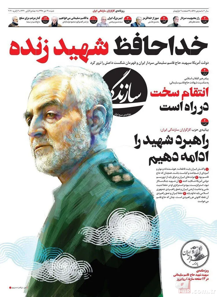 Kasım Süleymani suikastının ardından İran gazeteleri bu manşetlerle çıktı! 14