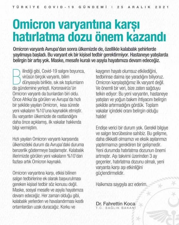 Son dakika: Sağlık Bakanlığından "Omicron" uyarısı: Yeni vakaların yüzde 10'u Omicron kaynaklı - 5
