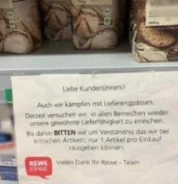 Almanya'daki gıda krizi temel besin maddelerine kısıtlama getirtti! Raflardaki uyarı şoke etti 4