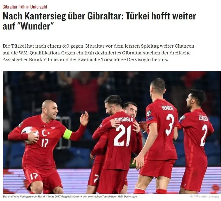 Türkiye'nin Cebelitarık galibiyeti Alman basınında!