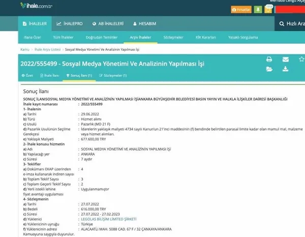 Ankara’nın bütçesi algıya gidiyor! ABB’den 3 aylık şirkete adrese teslim ihale