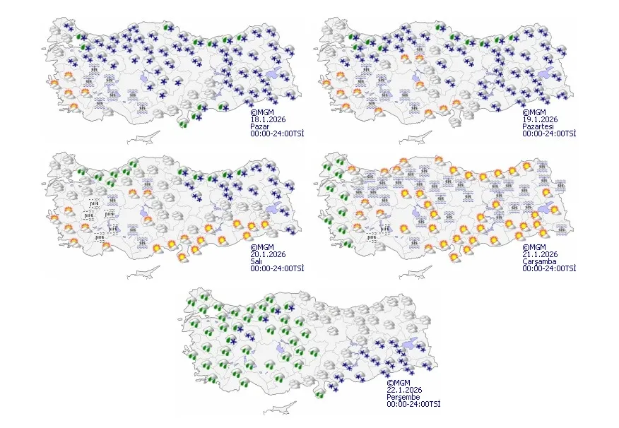 METEOROLOJİ 5 GÜNLÜK HARİTAYI PAYLAŞTI