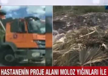 CHP'li İzmir Büyükşehir Belediyesi hastane projesi alanını çöplüğe çevirdi! Molozları belediye kamyonu döküyor