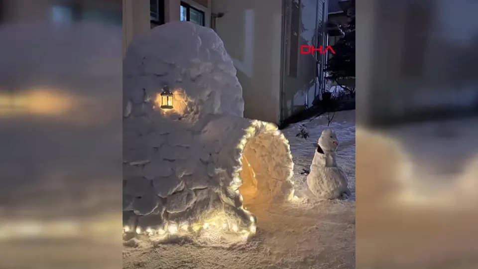 Görüntüler Eyüpsultan’dan! Eskimolara özenip iglo ev yaptılar