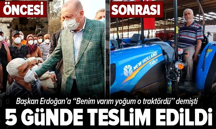 Başkan Erdoğan’a ’’Benim varım yoğum o traktördü’’ diyen çiftçiye yeni traktörü 5 günde teslim edildi