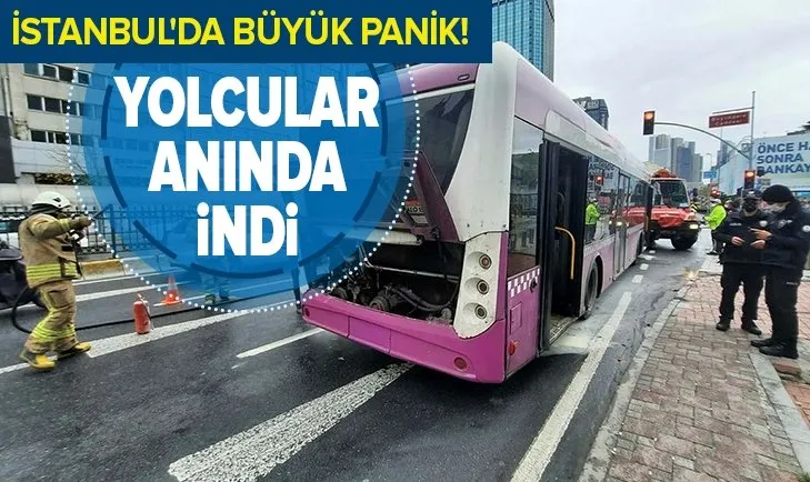İETT otobüsünde panik anları: Bir anda alev aldı