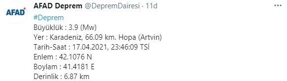Artvin’in Hopa ilçesinde korkutan deprem | 2021 son dakika deprem haberleri - 1