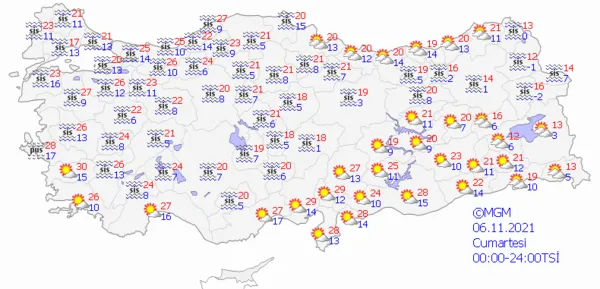 1636124600757.png Sıcaklıklar bir anda düşecek! Sağanak yağış geliyor! Meteoroloji'den çok sayıda ile son dakika uyarısı... İstanbul Ankara İzmir hava durumu - 6