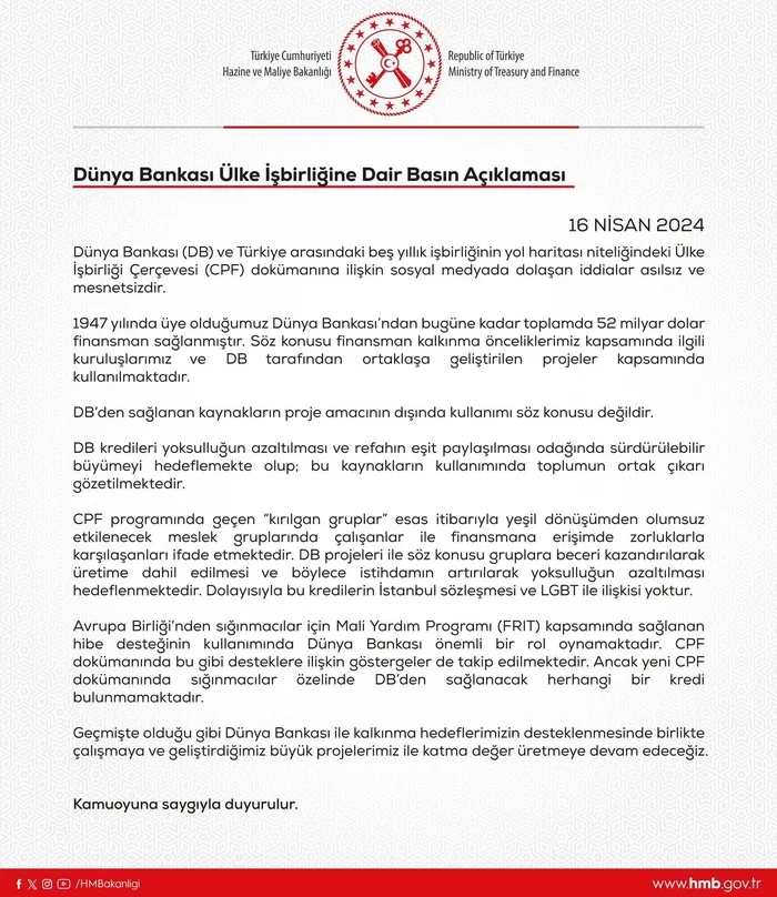 hazine-ve-maliye-bakanligindan-asilsiz-iddialara-yanit-dunya-bankasi-ile-isbirliginin-istanbul-sozlesmesi-ve-l-1713273878021.jpeg Hazine ve Maliye Bakanlığından asılsız iddialara yanıt: Dünya Bankası ile işbirliğinin İstanbul Sözleşmesi ve LGBT ile ilişkisi yoktur - 1