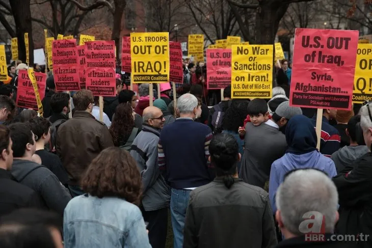 Son dakika: Times Meydanı'nda Trump yönetimine protesto: İran ile savaşa hayır